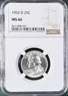 1962-D  25C Washington Quarter Dollar NGC MS66  8671808-037