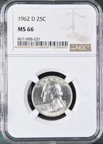 1962-D  25C Washington Quarter Dollar NGC MS66  8671808-037