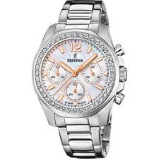 Festina F206061 Womens Silver Stainless Steel White Dial Quartz Watch 36.5 mm
