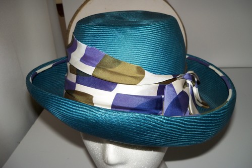 Womens Custom Design Woven Straw Hat w/ Hat Box Vintage Jan Leslie -CLASSIC - Picture 4 of 12