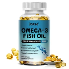 Fish Oil 1500mg Vegan 120 Capsules Omega 3 Supplements Jiont Bone Purely Sourced