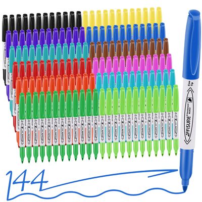 12 Colors Permanent Markers， 144 Pack Permanent Markers Assorted Colors Marke...