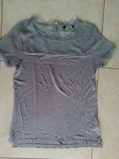 lotto 535 Top T-shirt maglietta in crep in seta grigio perla Tg.S