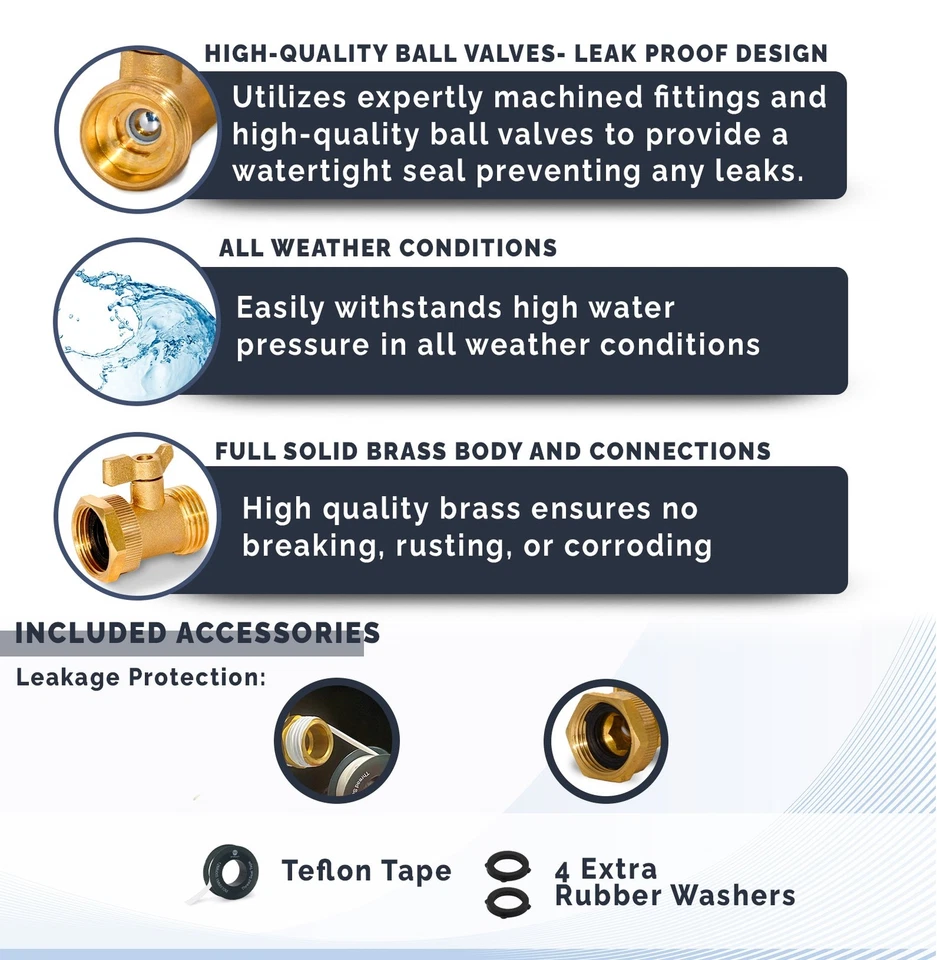 Válvula de cierre conector de manguera de jardín de latón resistente Morvat, paquete de 2 Foto 2 de 4