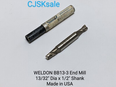 WELDON BB13-3 HHS  End Mill 13/32'' Dia x 1/2'' Shank Made in USA (NEW).
