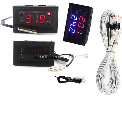 1X DC 12V Red Blue Thermostat+3-Digit NTC Probe Controller Replace W1209WK