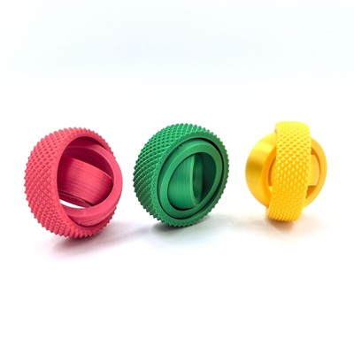 2x 3D rotierende Kugel Gedruckte Kugel Spin Ball Fidget Rotating Gear Sphere NEU