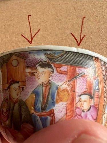 Antico set mandarino cinese, 2 ciotole da tè, 1 piattino e 1 tazza da caffè, XVIII secolo - Foto 24 di 24