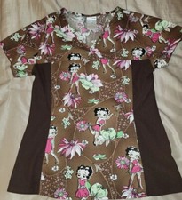 Theme Betty Boop Womens Medical Scrub Top Xsmall