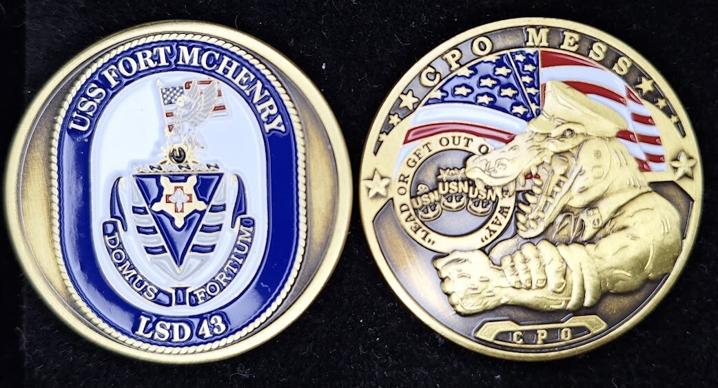 LSD-43 USS FORT MCHENRY CPO MESS - GATOR - Navy Challenge Coin