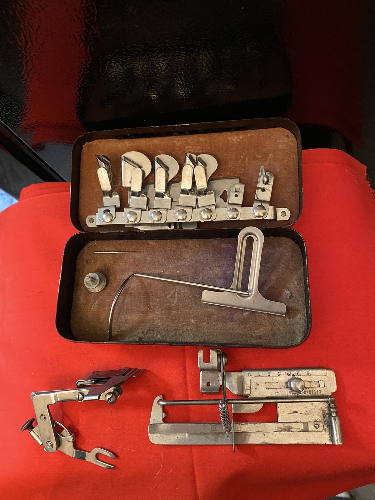 Vintage Sewing Machine Attachments with Metal Box antique collector eBay