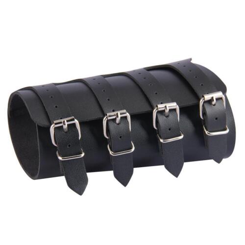 Faux Leather Gauntlet Wristband Guard Wide Bracer Arm Jewelry Black