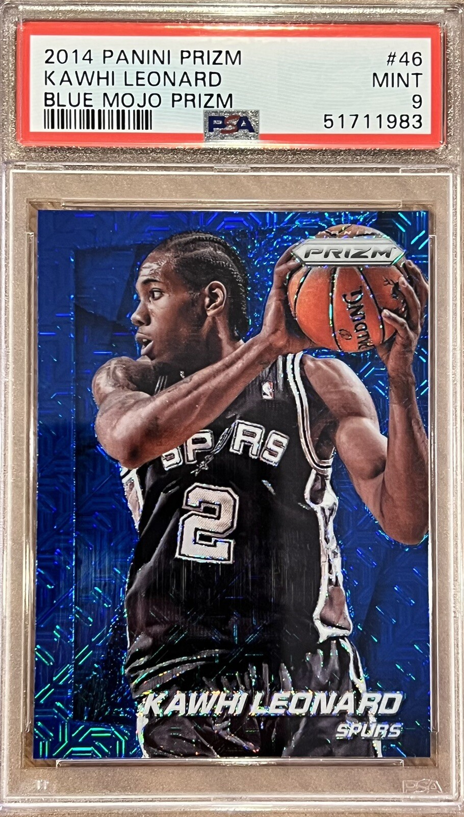 2014-15 Prizm Kawhi Leonard Blue Mojo Prizm #46 Spurs PSA 9 Mint Rare