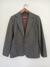 Vintage Women's Grey Wool Blazer Business Suit Jacket Union Made USA S/M 38