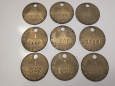 W.P.A. Work Progress Administration Ohio 9 Brass Tags w/ Numbers & Letters