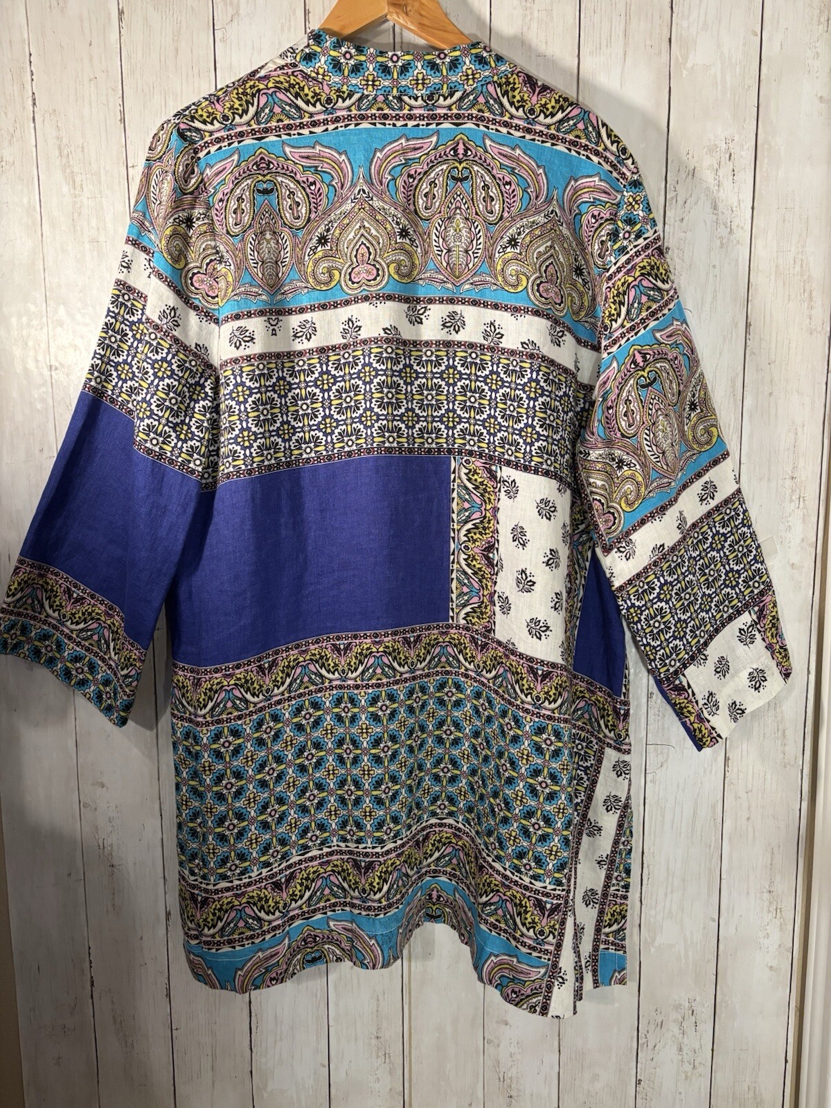 Chicos Patchwork Linen Duster Jacket SZ 3 (XL)  3… - image 11