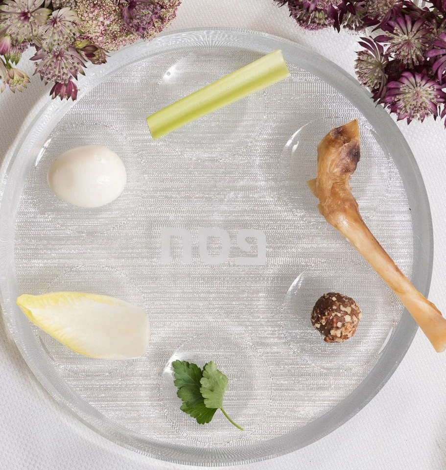 APELOIG CLEAR SILVER ACRYLIC SEDER PESACH PASSOVER PLATE SERVER TRAY 11.32" NEW - Image 3 of 4