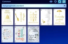 Topps Disney Collect MARY POPPINS 60TH ANNIVERSARY STANDARD COMMON 8 CARD SET