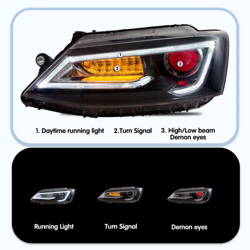 VLAND LED Headlights Fit 2011-2018 VW Jetta MK6 With Demon eye Lamp Assembly - Bild 5 von 9