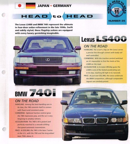 Lexus LS 400 vs. BMW 740i Road Test Brochure | eBay