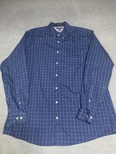 Eddie Bauer Mens TXL Long Sleeve Wrinkle Free Classic Fit Shirt Size Blue Plaid