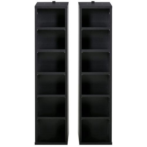Set of 2 CD Storage Display Shelf Unit Tower Rack Adjustable Shelves - BLACK - Picture 1 of 9
