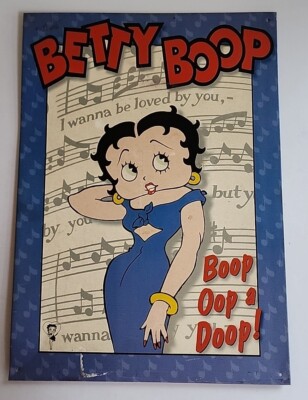 BETTY BOOP - BOOP OOP A DOOP! CLASSIC ''I WANNA BE LOVED BY YOU'' METAL TIN SIGN