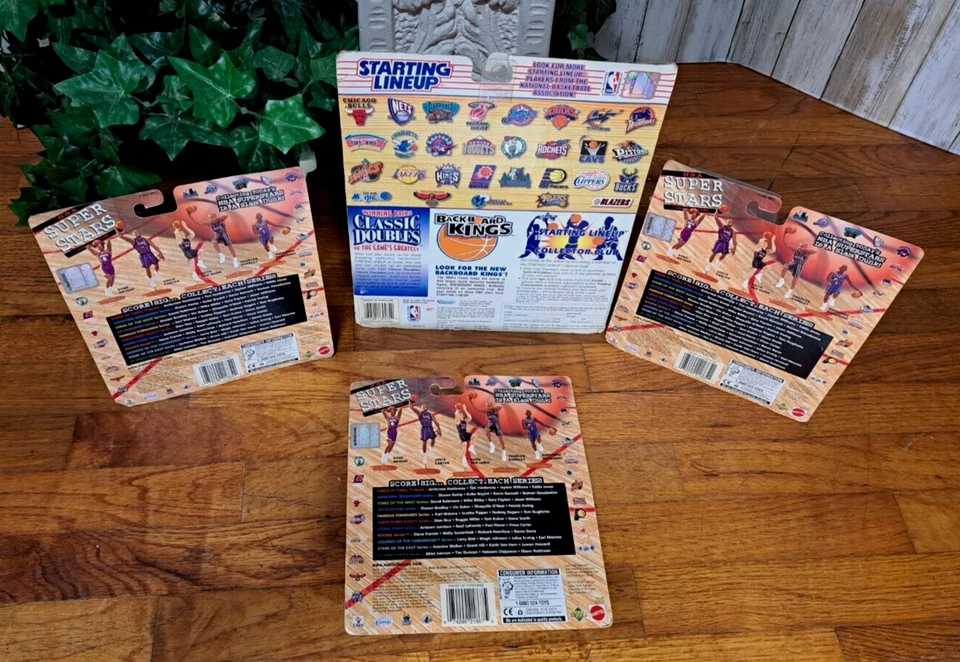 Lote de figuras de acción de baloncesto Super Stars NBA línea inicial tarjetas coleccionables 1997 Foto 2 de 3