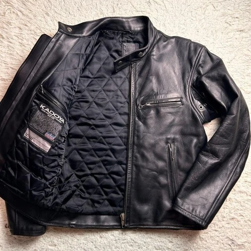 KADOYA Quilted Leather Motorcycle Jacket Men's Black Single Rider Size M Japan - product listing photo