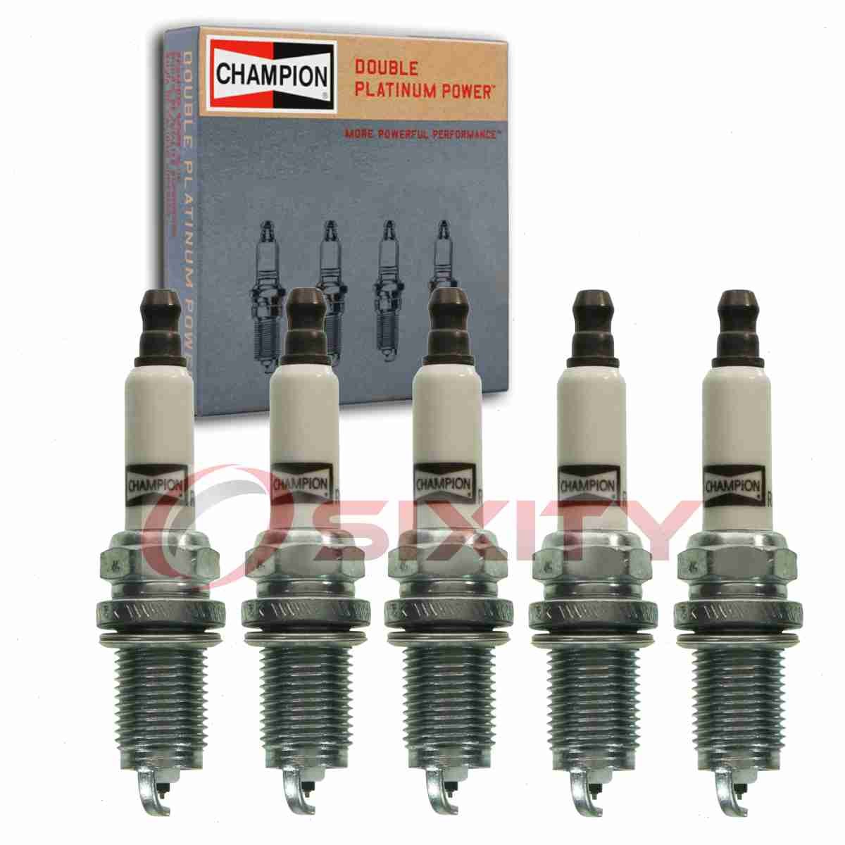 5 pc Champion Double Platinum Spark Plugs for 2010-2014 Volkswagen Golf 2.5L wd