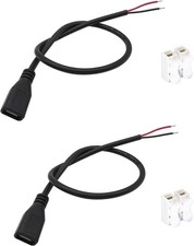2PCS USB Type C Female Pigtail,0.3M/1Feet 22AWG Red  Black 2 Wire 0.3M/1FT