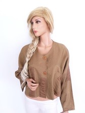 NESLAY Damen Mantel Gr. XL Braun Viskose 3/4 Ärmel