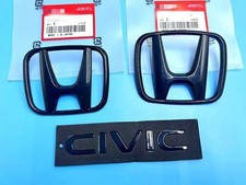 3pcs Fit For Honda Civic 2016-2021 Frontrear Emblem H Civic Badge Black Usa