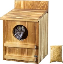 Owl House for Outdoors   Premium Large Cedar Nesting Box   Prebuilt Wooden Birdh