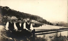 Maine ME Three People Water's Edge Original Vintage Real Photo Postcard RPPC