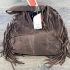 Divina Firenze Suede Fringe Hobo Bag Womens Large Chocolate Brown Made in Italy