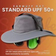 Earmuff Hat Standard Wide Brim UPF 50+ Work Hat Newcastle Hats Australian Made