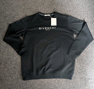 GIVENCHY Paris Vintage Signature Broken Logo Sweatshirt Black Large  UK