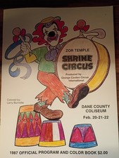 VTG Zor Shrine Circus Program & Coloring Book - 1987 Dane Co. Coliseum -