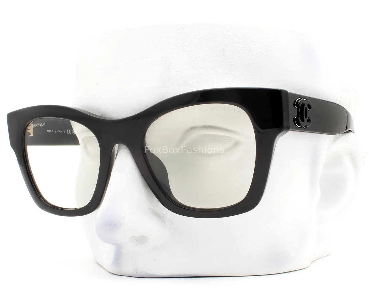 CHANEL Chanel Black Frame White PearL Logo Accent/ N without Case CHANEL Black Clear Sunglasses for Women for sale | eBay main image 3