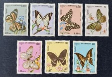 Camboya Kampuchea 1986 - 7 sellos mariposas sin usar
