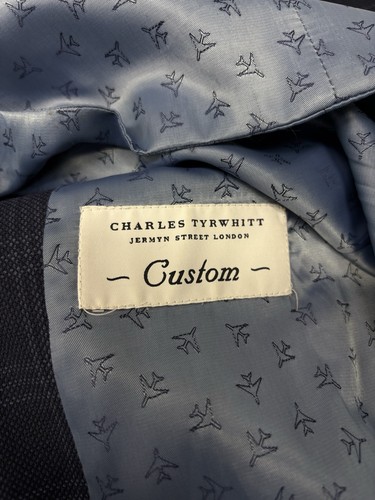 Veste de costume personnalisée Charles Tyrwhitt gilet bleu 42" super 120s laine PORTÉ UNE FOIS - Photo 23 sur 24