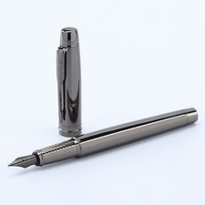 Silver Grey Fountain Pen 0.5mm Medium Nib Business Office School Writing Pen