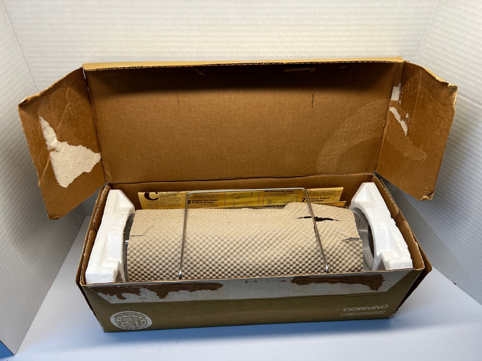 Vintage Pyrex Corning Bake-A-Round Glass Bread Baker - Open Box - Never Used