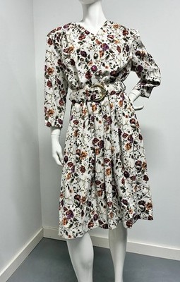 VTG Breli Floral Midi Dress 14 Belted Cottagecore Garden Party Vintage USA