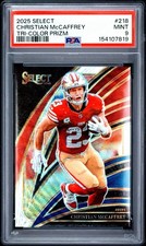 PSA 9 2025 Panini Select Club Christian McCaffrey Tri-Color Prizm /249 49ers