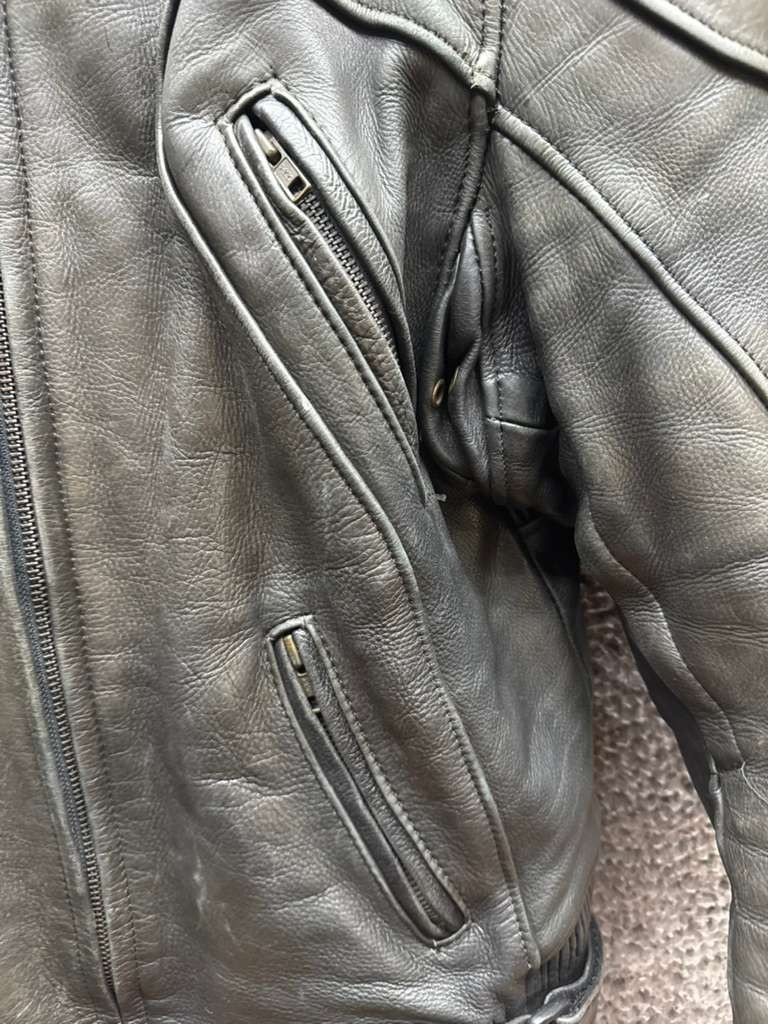 Genuine Leather Collared Full Zip Motorcycle Bike… - image 8