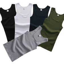 Men's Tank Top A-Shirt Wife Beater Undershirts Size S-4XL