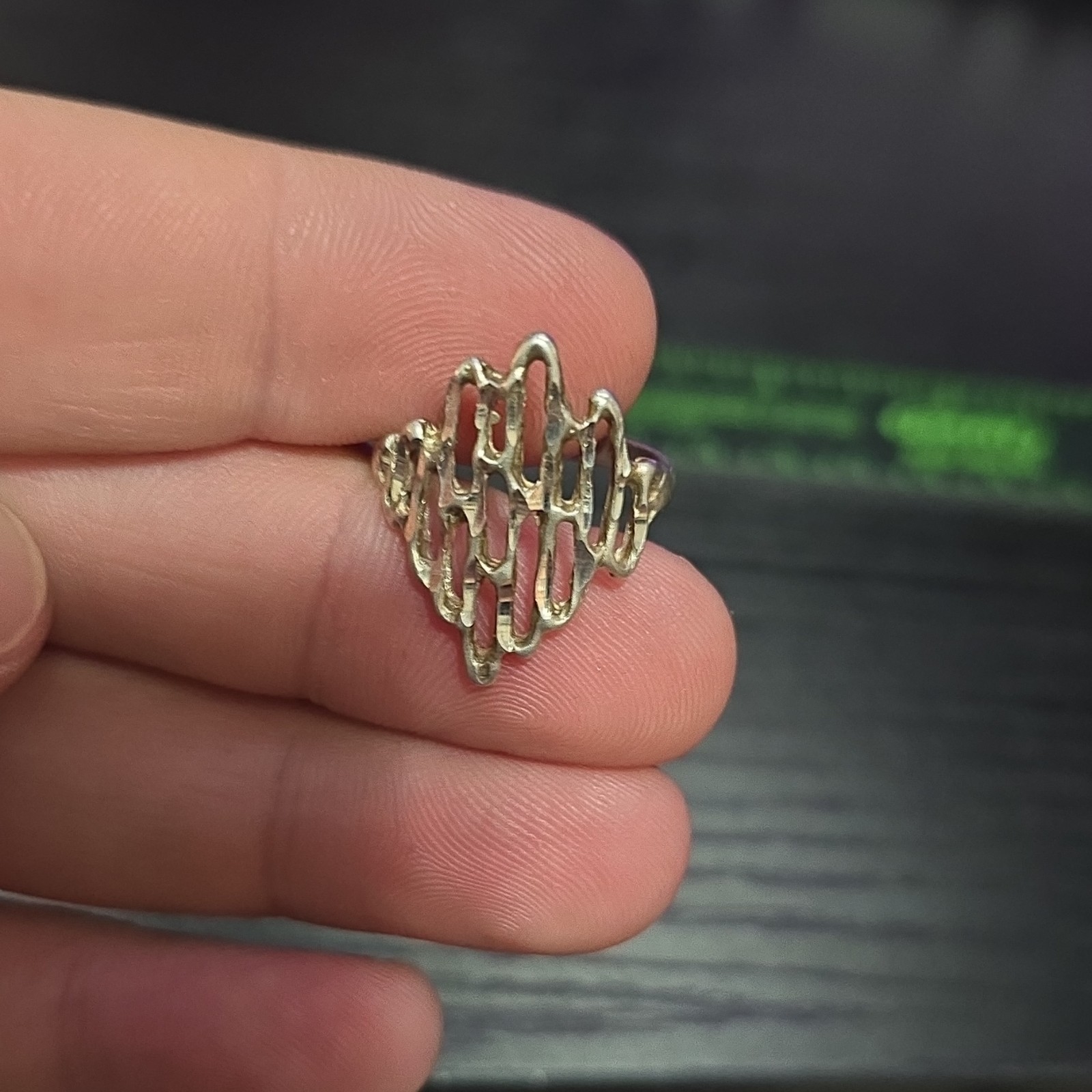 Sterling Silver Abstract Openwork Ring Size 7 925… - image 5