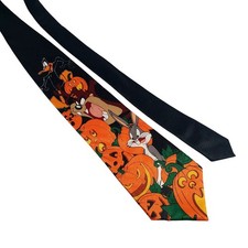 Looney Tunes Mania Halloween Taz Mens Necktie Tie Bugs Bunny Daffy Pumpkin